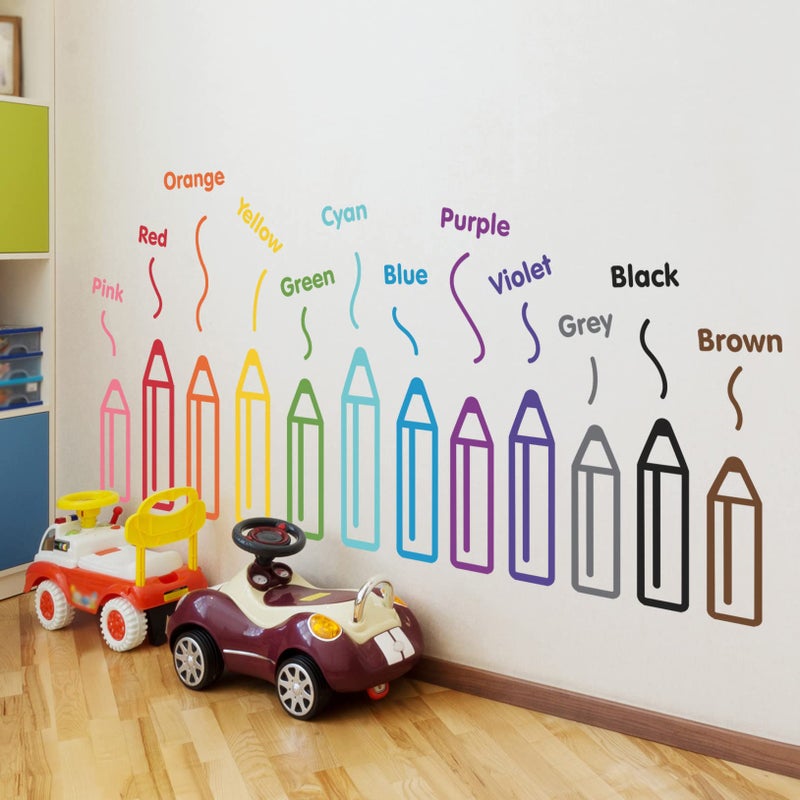 DRWSSR Color Pencils Wall Decals Kids Room Nursery Wall Stickers 12 Colors Crayons Stickers Classroom Decoration Stickers for Babys Kids Bedroom Living Room Classroom Playroom Home Wall Decoration - Image 5